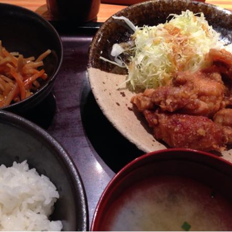 明太唐揚げ定食(博多もつ鍋やまや 新橋銀座口店)