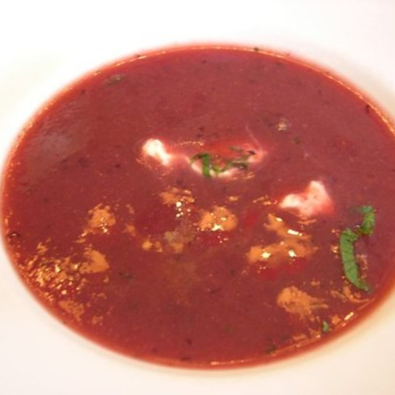 Stone Fruit Gazpacho with Champagne Creme Fraiche(Blue Water Grill)