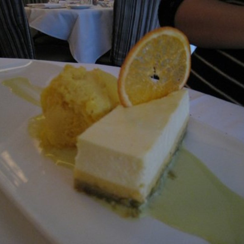 cheesecake with pistachio financier(Blue Water Grill)