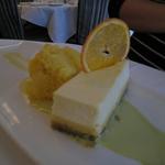 cheesecake with pistachio financier