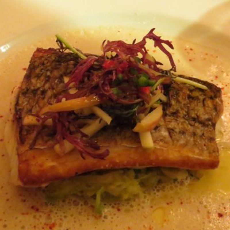 Striped Bass with Hazelnut sauce(Blue Water Grill)