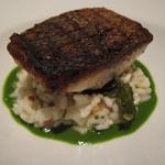 Local Striped Bass lobster & swiss chard risotto, lemon chive