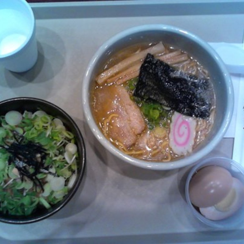 Small Combo A - Shoyu ramen with cha-shu, rice topped with green onions, shoyu egg(Santouka Ramen)