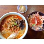 Spicy miso ramen and salmon ikura bowl(Santouka Ramen)