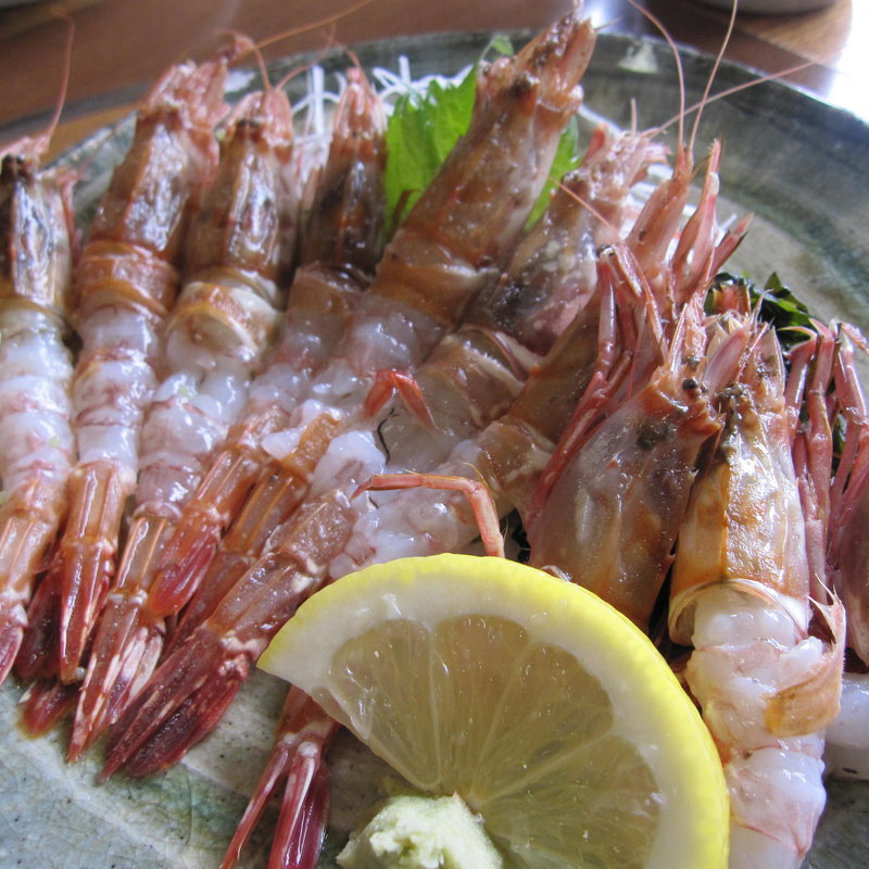 赤えびの造り(美食遊楽とみや)