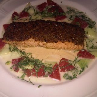 Grilled Salmon with Falafel Crust(Aquagrill)