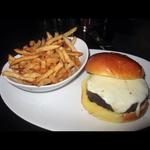 Burger with mozzarella and fries