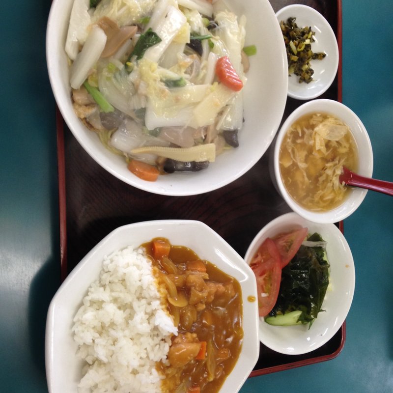 海鮮焼きそばカレーライス定食(四川餃子房)