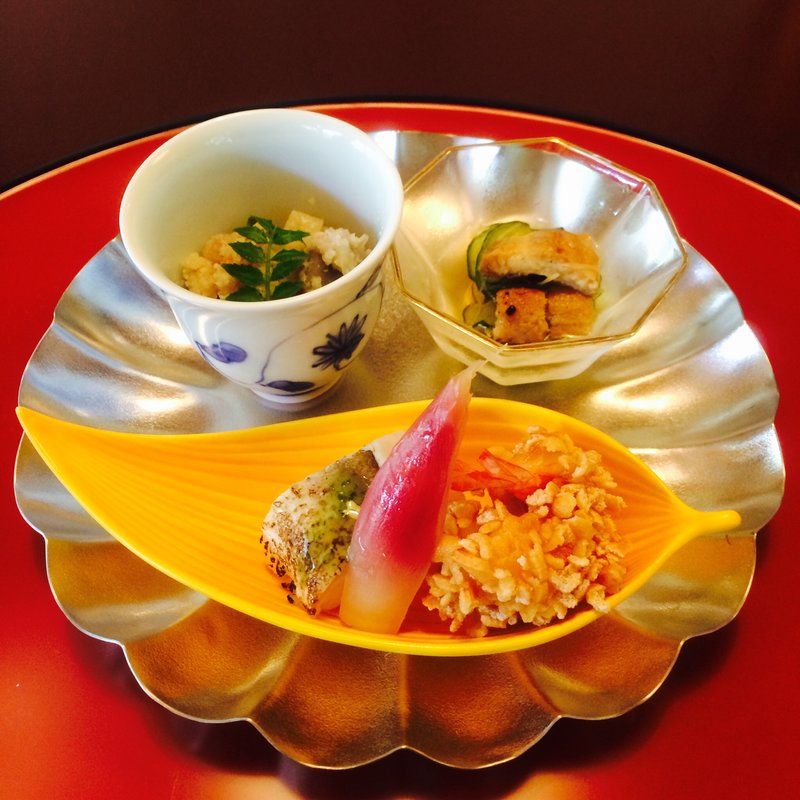 穴子ざく、鮎ずし、おから旨煮、海老おかき揚げ(東京 芝 とうふ屋うかい （とうふやうかい）)