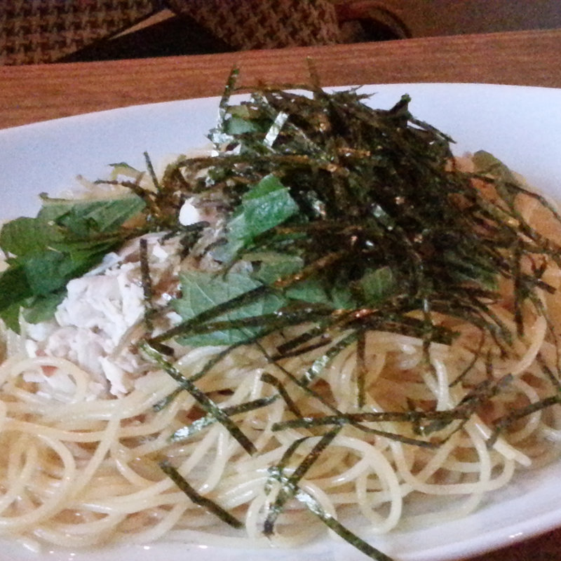 梅肉とめんたいのスープパスタ(バグダッドカフェ)