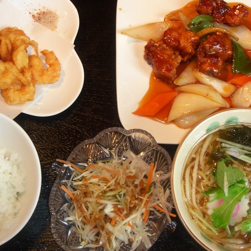 桜桜（たおたお）セットA 酢豚＋海老天 【杏仁豆腐＆コーヒー付き】(天上天（てんしゃんてん）)