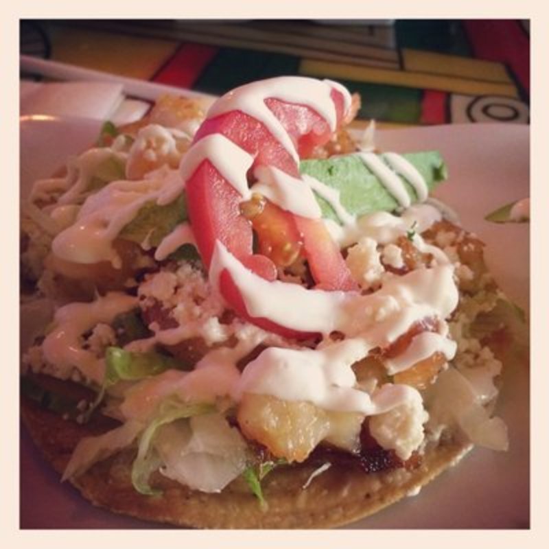 Tostada camarones(Tortilleria Nixtamal)