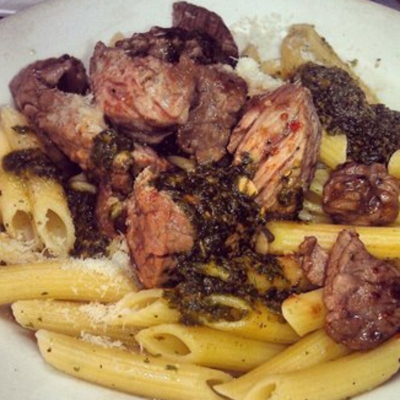 NY steak Pesto Pasta(Cafe 8 1/2)