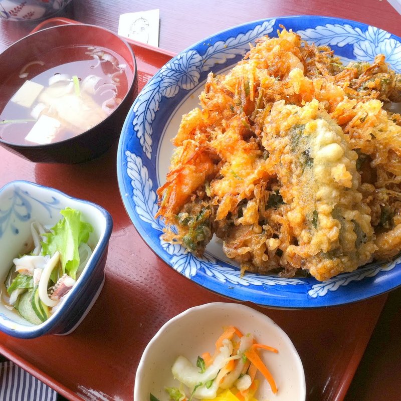海老かき揚げ定食(一山 いけす)