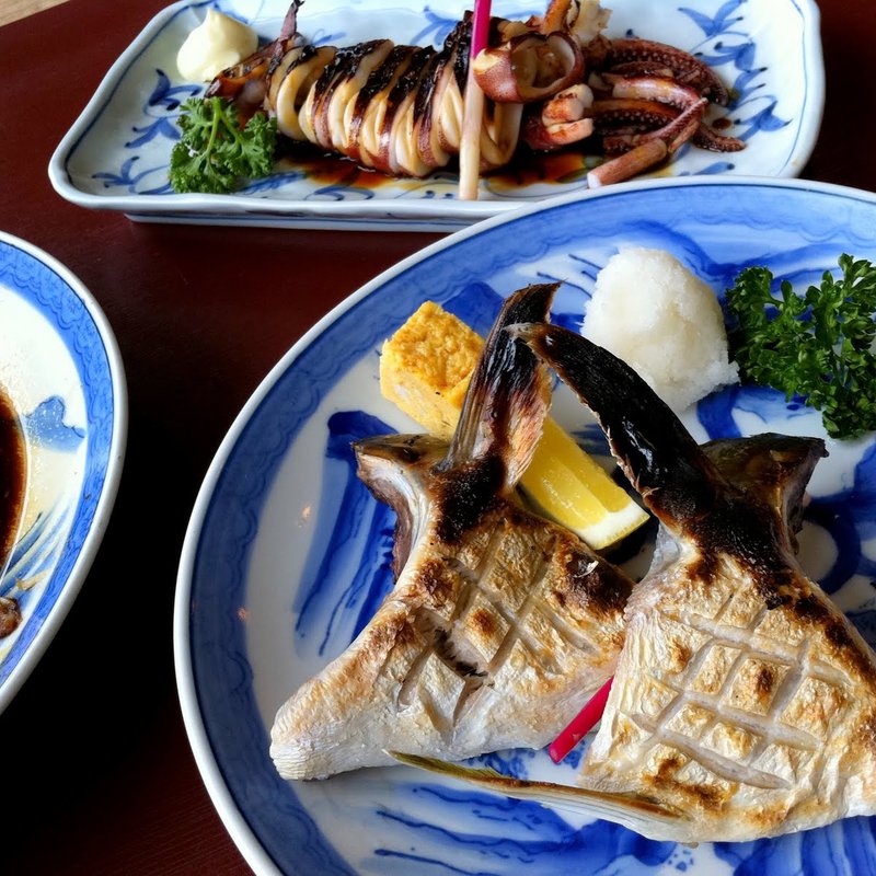 かま焼き＆イカの丸焼き(一山 いけす)