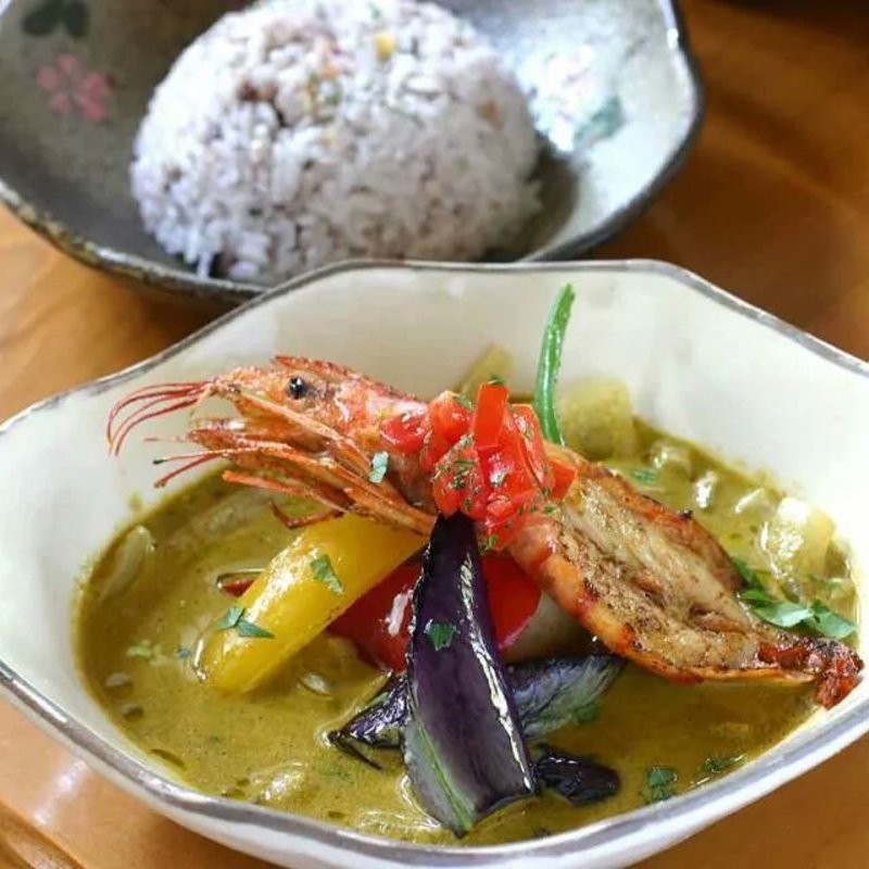 海老のグリーンスープカレー(かぼ茶庵 )