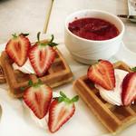 Belgian waffles with strawberries