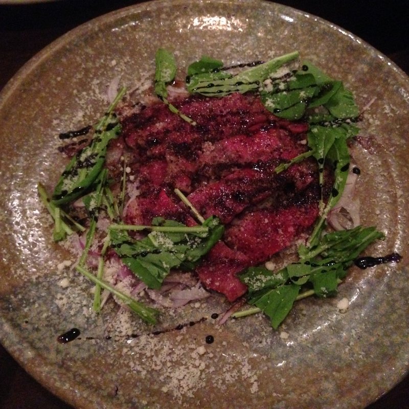 近江牛とルッコラとクレソンのタリアータ(花様 ka－you NU茶屋町 近江自家栽培ファーム直営店)