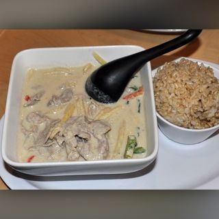 Green curry w brown rice(Three Spice Thai Kitchen)
