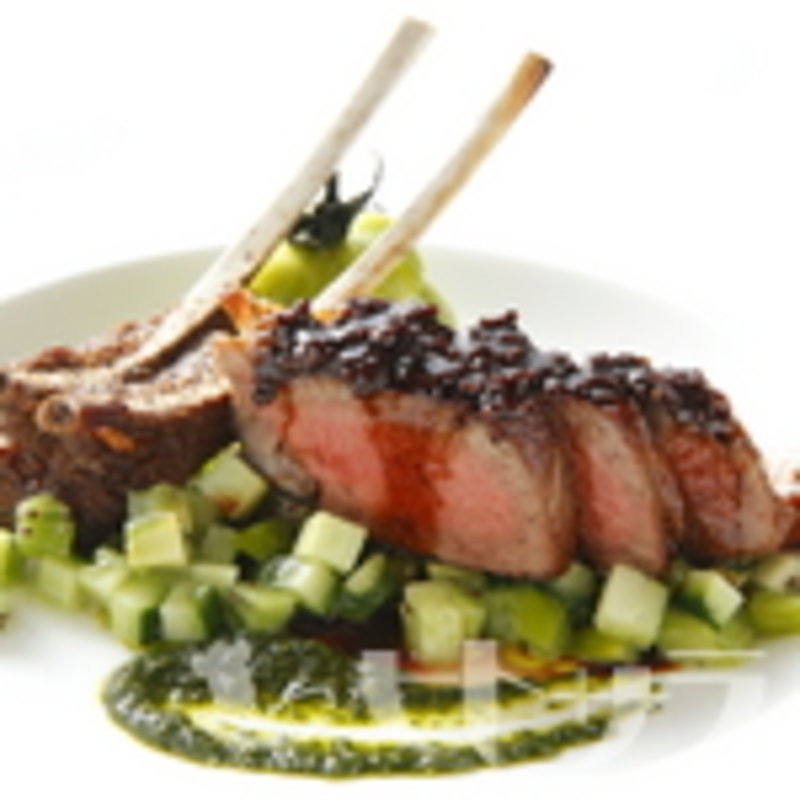 骨付仔羊肉ローストブルサンチーズバイオレットマスタード添(リストランテ ケン ヴェンティ クワトロ)