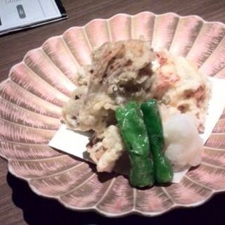 湯葉しゅうまいと木の子の天ぷら(京おばんざい＆お茶屋Bar 豆まる)