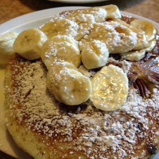 Turtle pancakes with a side of bananas(Brownstone Diner )