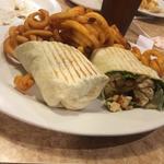 Chicken wrap with curly fries