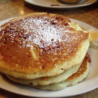 Meat pancakes with bacon(Brownstone Diner )