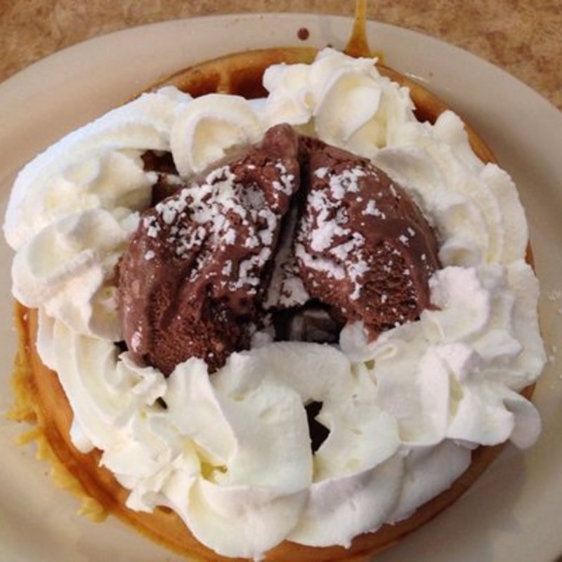 Waffle with chocolate ice cream(Brownstone Diner )