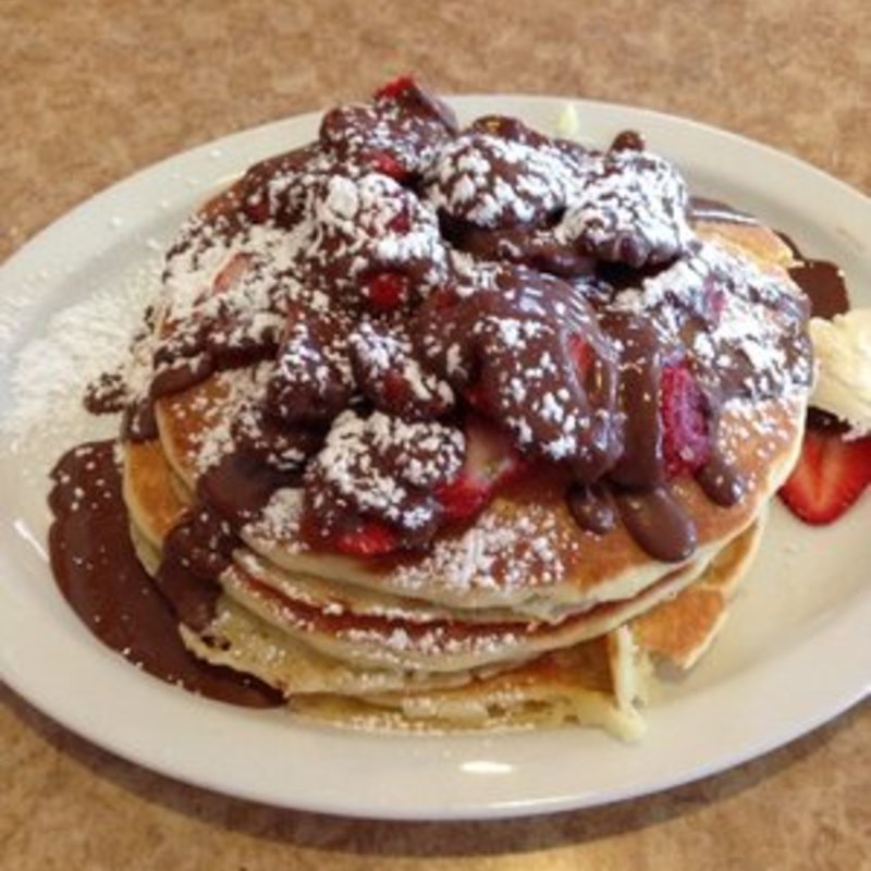 Nutella hazelnut pancakes with strawberries(Brownstone Diner )