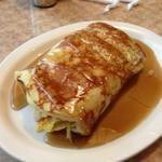 Cowboy Pancake Wrap - Western omelet wrapped in an oversized pancake