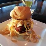 Filet Mignon Sliders with Maui onion strings and a gorgonzola aioli.