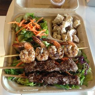 Steak & shrimp skewer combo plate(Pa’ina Cafe )
