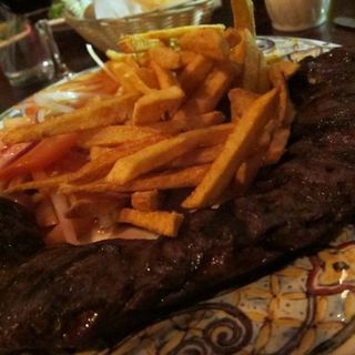 Grilled Skirt Steak with fries and Tomato salad(Trattoria La Sorrentina)