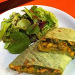 Grilled veggie hummus and goat cheese wrap(Kissaten Coffee Bar)