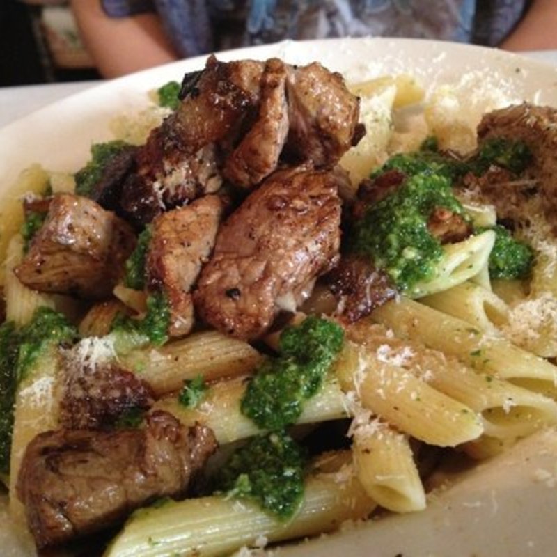 Steak with pesto pasta(Caf? 8 1/2)
