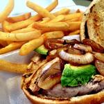 Fresh fish sandwich with fries