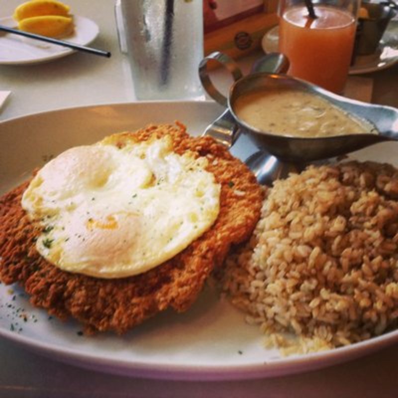 chicken fried steak & eggs w/ Brown Rice & Gravy(Mac 24/7)