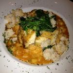 Mahi mahi, Bay scallop, crab over rice