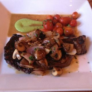 Kiawe grilled ribeye with mushrooms(The Pineapple Room by Alan Wong)