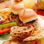 burger with daikon chips (The Pineapple Room by Alan Wong)