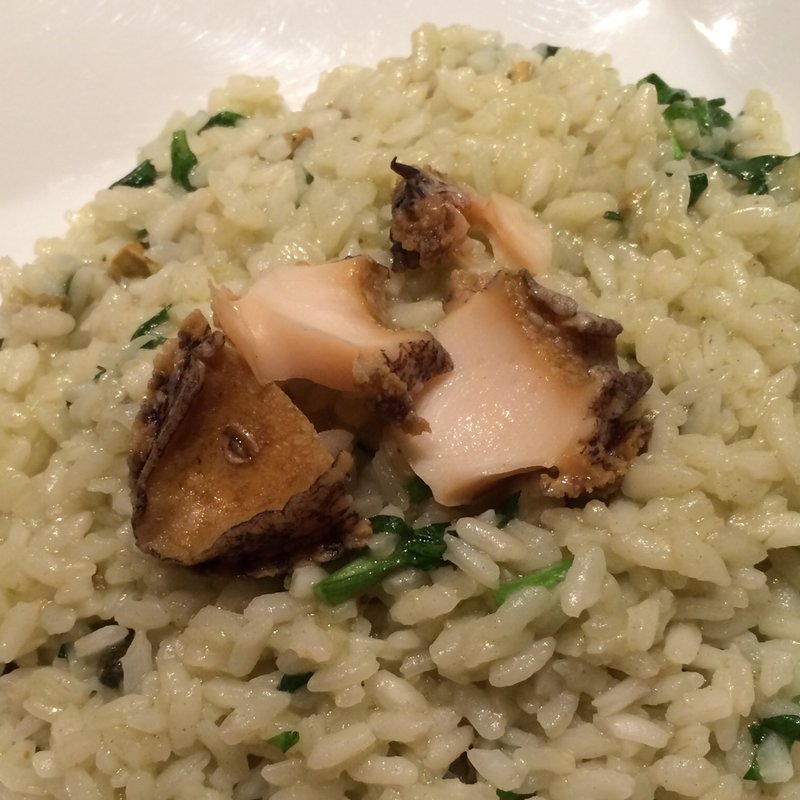 アワビとクレソンのリゾット(ビストロ・シャンパーニュ)