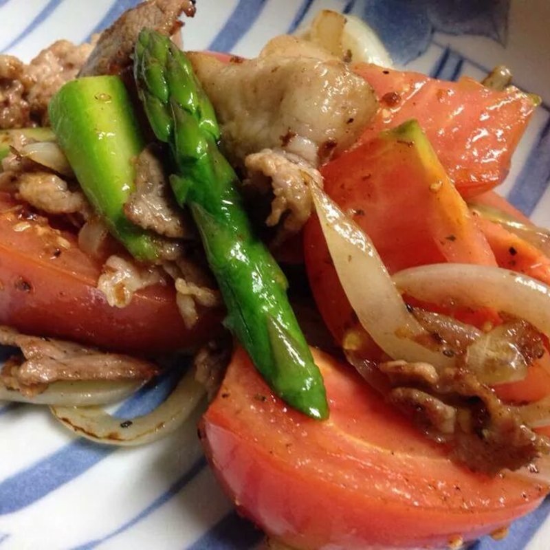 豚肉とトマトのガーリック(ごはん屋 たんぽぽ )