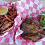 Ahi sandwich and sweet potato fries(honolulu burger company)