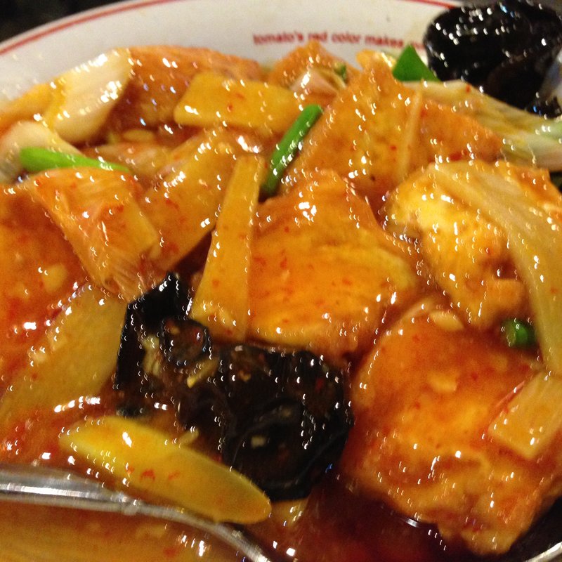 揚げ豆腐の辛味噌炒め(知音食堂)