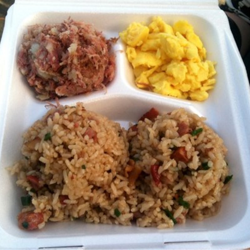 Corned Beef Hash, Scrambled Eggs & Fried Rice(Grandma G’s)