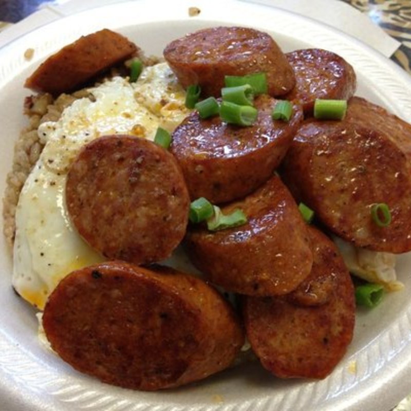 Portuguese Sausage w Egg over Fried Rice(Atkinson Grill)