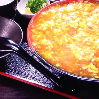鶏卵カレーうどん(極楽うどん Ah−麺)