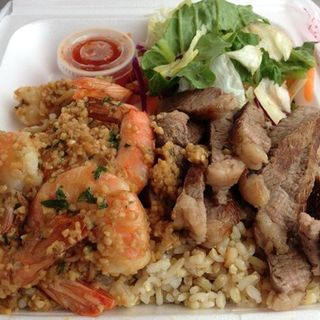Garlic shrimp and steak combo ( Ono Steaks )