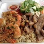 Garlic shrimp and steak combo ( Ono Steaks )